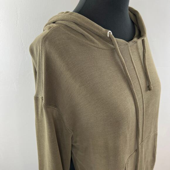 FREE PEOPLE Movement Back Into It Olive Green Long Sleeve Rounded Hoodie Sz XS - Picture 6 of 9